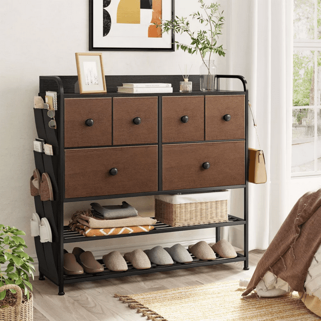 Mueble cajonera FABATO 6 cajones de tela Torre Organizadora 2 niveles