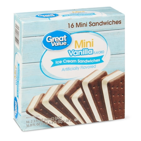 Great Value Mini Vanilla Flavored Ice Cream Sandwiches 36 8 Oz
