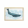 thumbnail image 1 of Whale Wall Art with Frame, Big Happy Whale with Ornamental Striped Waves with Motto Art Print, Printed Fabric Poster for Bathroom Living Room, 35" x 23", White Dark Blue and Blue, by Ambesonne, 1 of 2