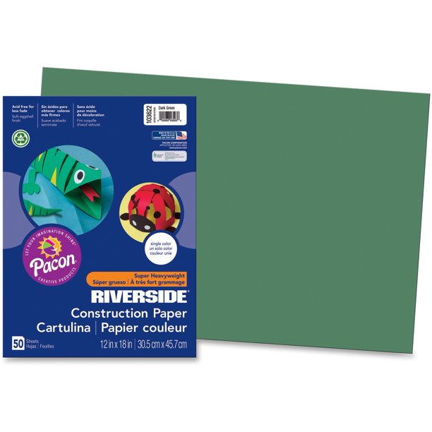 Riverside Construction Paper, Dark Green, 50 / Pack (Quantity