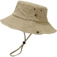 thumbnail image 2 of Unisex Cotton Boonie Hat Summer Outdoor Packable Fishing Bucket Hat Beach Sun Hat with String for Women Men, 2 of 5