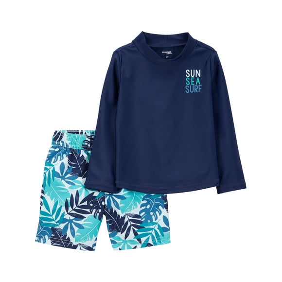 Conjunto de traje de baño Simple Joys para niño, rashguard tropical, 2T