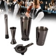 thumbnail image 4 of 5Pcs/Set Black Stainless Steel Boston Cocktail Shaker Measuring Cup Strainer Mixing Spoon Set, 4 of 6