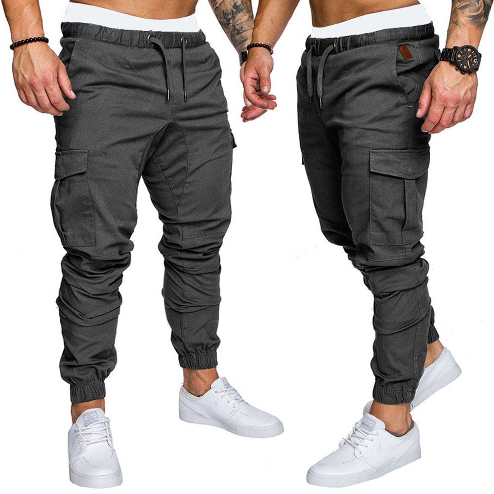 Nokiwiqis Men's Slim Fit Casual Long Straight Pants Pencil Jogger Streetwear Cargo Pants -