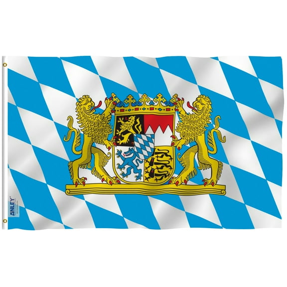 ANLEY [Fly Breeze] 3x5 Foot Bavaria with Lions Flag - Vivid Color and UV Fade Resistant - Canvas Header and Double Stitched - Bavarian Lion Crest Flags Polyester with Brass Grommets