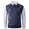 thumbnail image 2 of gbyLJF Men's Sweater Casual V Neck Sleeveless Sweater Slim Fit Knitted Pullover Diamond-shaped Texture Sweaters, 2 of 9