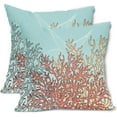 thumbnail image 2 of Nautical Coastal Coral Throw Pillow Covers 20x20 Inch Teal Beach Starfish Pillow Covers Farmhouse Ocean Seashell Outdoor Pillowcases Cotton Linen Cushion Covers for Couch Sofa Bed Decor (Pack of 2), 2 of 6