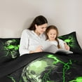 thumbnail image 5 of Castle Fairy 3-Piece Queen Size Comforter Set - Skull Lightning Gothic Green Print, 5 of 8