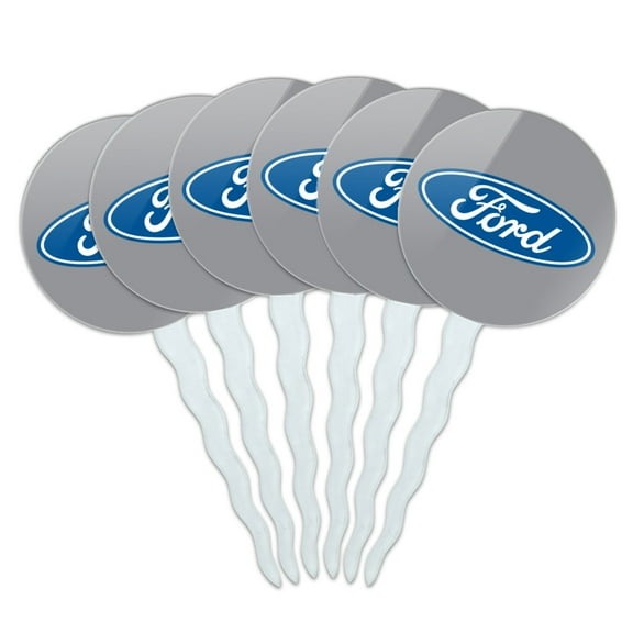 Ford Motor Company Blue Oval Logo Cupcake Picks Toppers Decoration Set of 6