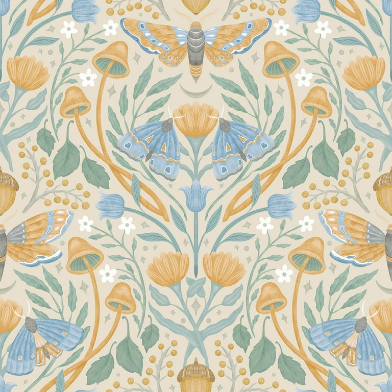 RoomMates Enchanted Forest Damask Black Peel and Stick Wallpaper, 1 roll