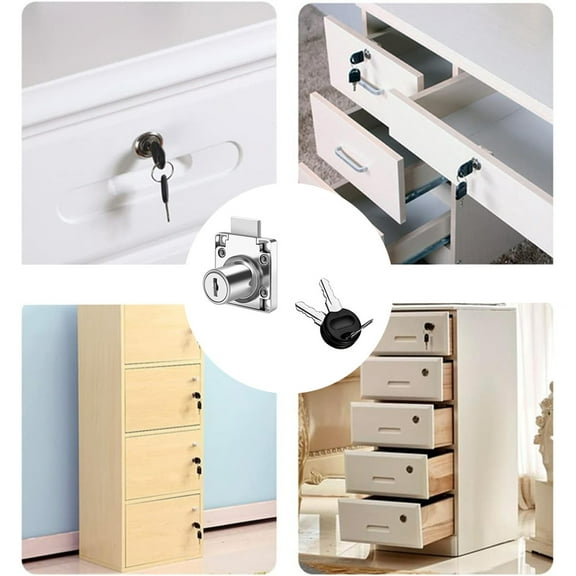 Drawer Lock With 2 Keys, Secure Furniture Drawer Office Desk Cabinet Door Lock, For Drawer Office Desk Cabinet Door