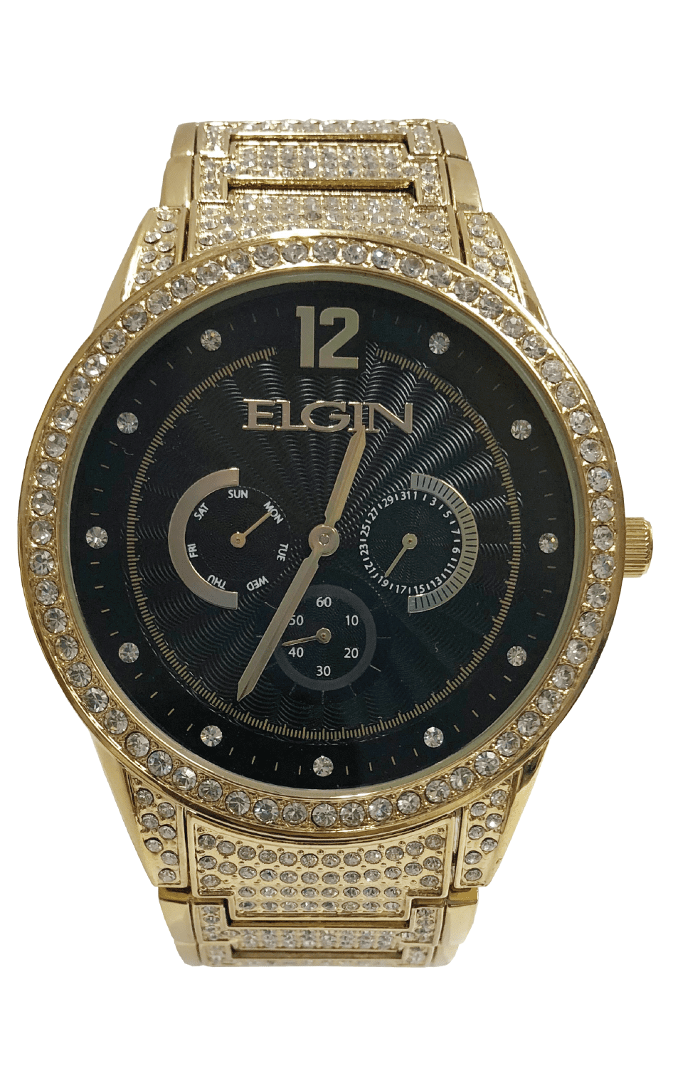 Elgin - ELGIN MENS BLACKTONE AND JET WITH GOLD BAND WATCH - Walmart.com