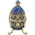 thumbnail image 1 of Boîte à Bibelots Œuf de Pâques Fabergé Boîte de Rangement Décorative en Cristal Peint à la Main Porte-Bijoux à Charnière, Collection Alexander Palace, Style Nevsky Romanov Collection (Bleu), 1 of 5