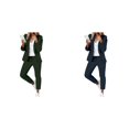 thumbnail image 1 of (2-Pack) Rinsvye Womens Solid Long Sleeve Pants Suit Set With Pockets Elastic Waistband Tailored Fit Business Formal Wear, 1 of 6