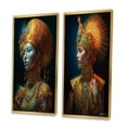 thumbnail image 3 of Designart "Ethereal High Fashion Inspired by Eiko Ishioka III" Asian Woman Framed Wall Art Set Of 2 - Glam Blue Gallery Wall Frame Set For Home Decor, 3 of 6
