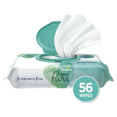 Pampers Aqua Pure Baby Wipes 1X Flip-Top Pack 56ct (Select for More Options)