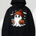 thumbnail image 2 of Cinolinkintera Men's Cotton Hoodie Halloween Sweatshirt Sweatshirts Men Funny Skeleton Long Sleve Pumpkin Face Pumpkin Horror Skull Black, Halloween Pumpkins Print Casual Relaxed Soft Knit Pullover Ho, 2 of 9