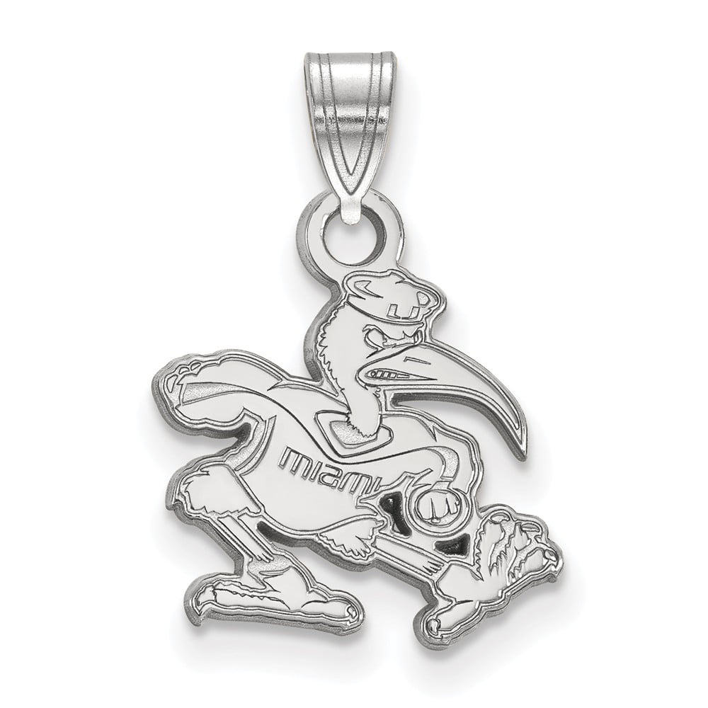 Solid 925 Sterling Silver Official University of Miami Small Pendant Charm 19mm x 20mm