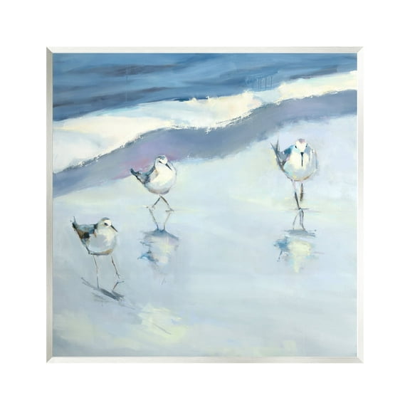 Stupell Industries Blue Abstract Sandpipers Painting Coastal Painting Unframed Art Print Wall Art