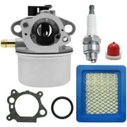 Carburetor with Air Filter Spark Plug Gasket Replacement for Briggs & Stratton 497314 497347 497586 498170 498254