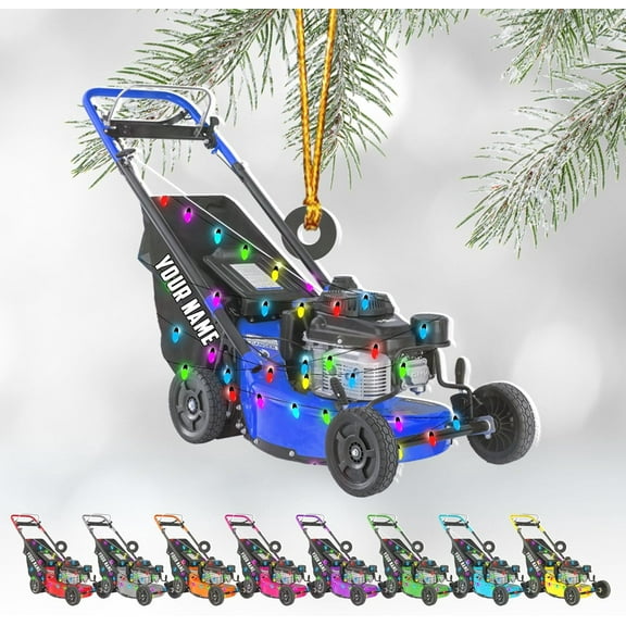 Custom Lawn Mowers Christmas Ornaments 2025 Custom Lawn Mowers Ornaments Farmhouse Lawn Mowers Driver Gifts Riding Mowers with Xmas Light Acrylic Ornament 2025 (LM12) - 3116 (Blue)