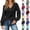 r-555Black119, variant on Womens Blouse Spring Open Weave Solid Color Ruffled Long Sleeve V-Neck Hollow Out Shirt With Buttons Womens Blouses