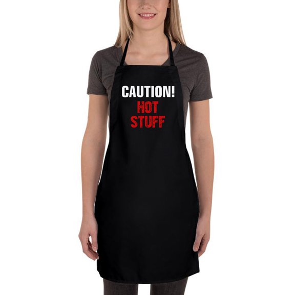 Awkward Styles Adjustable Unisex Bib Apron for Cooking and Baking - Caution! Hot Stuff - Funny Design Apron