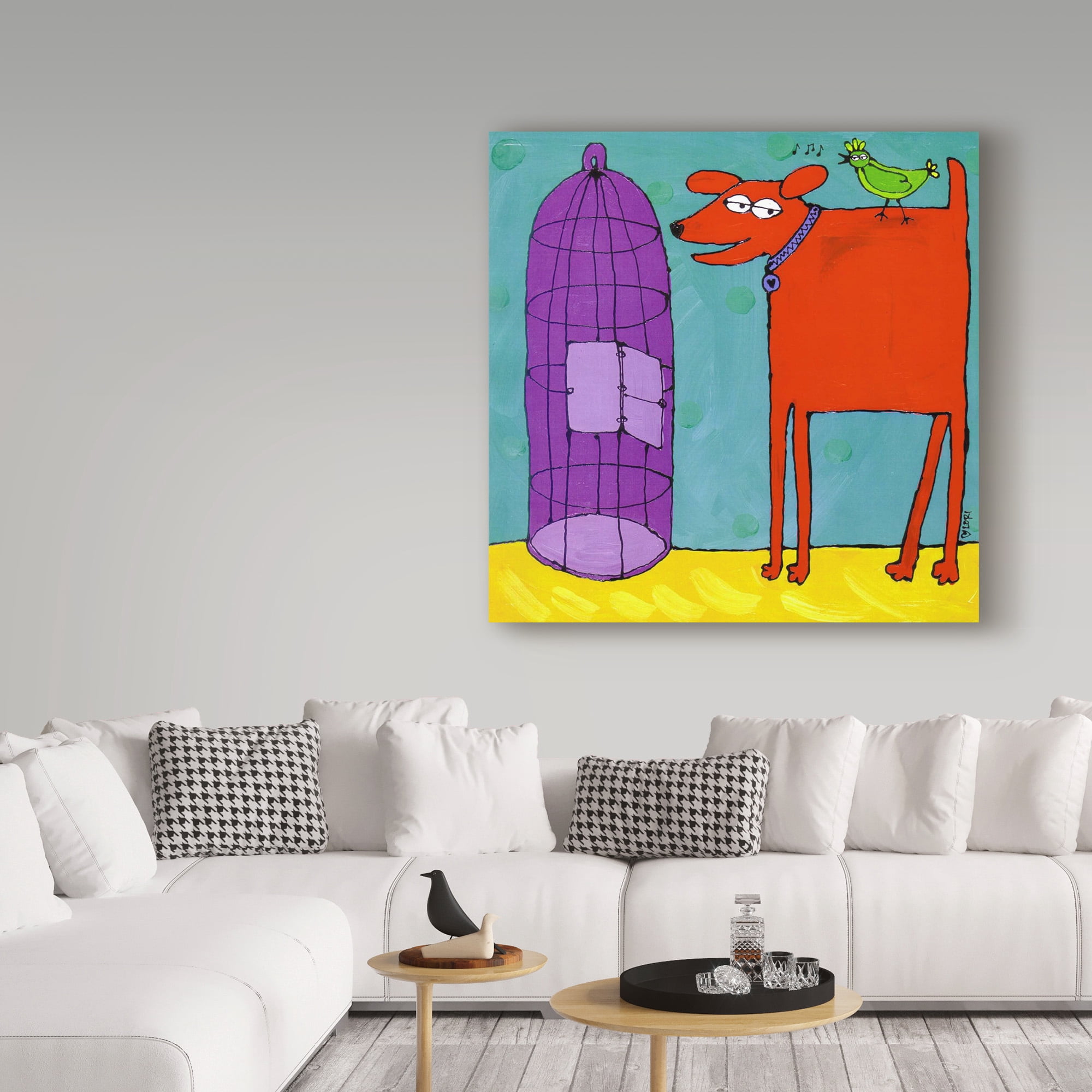 Trademark Fine Art 'Red Dog And Bird' Canvas Art by Cherry Pie Studios