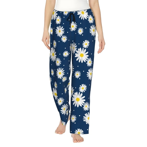 Balery Daisies Flowers Pantalones de pijama para mujer, pijamas ultraligeros, pantalones de estar por casa-3X-Large