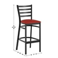 thumbnail image 5 of Flash Furniture Black Ladder Back Metal Restaurant Barstool - Red Vinyl Seat, 5 of 10