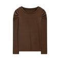 thumbnail image 6 of SEAOPEN Clearance Deals 2025 Girls Puff Long Sleeve Shirts Kids Fashion Ribbed Knit Tops Blouse Coffee,5-6, 6 of 7