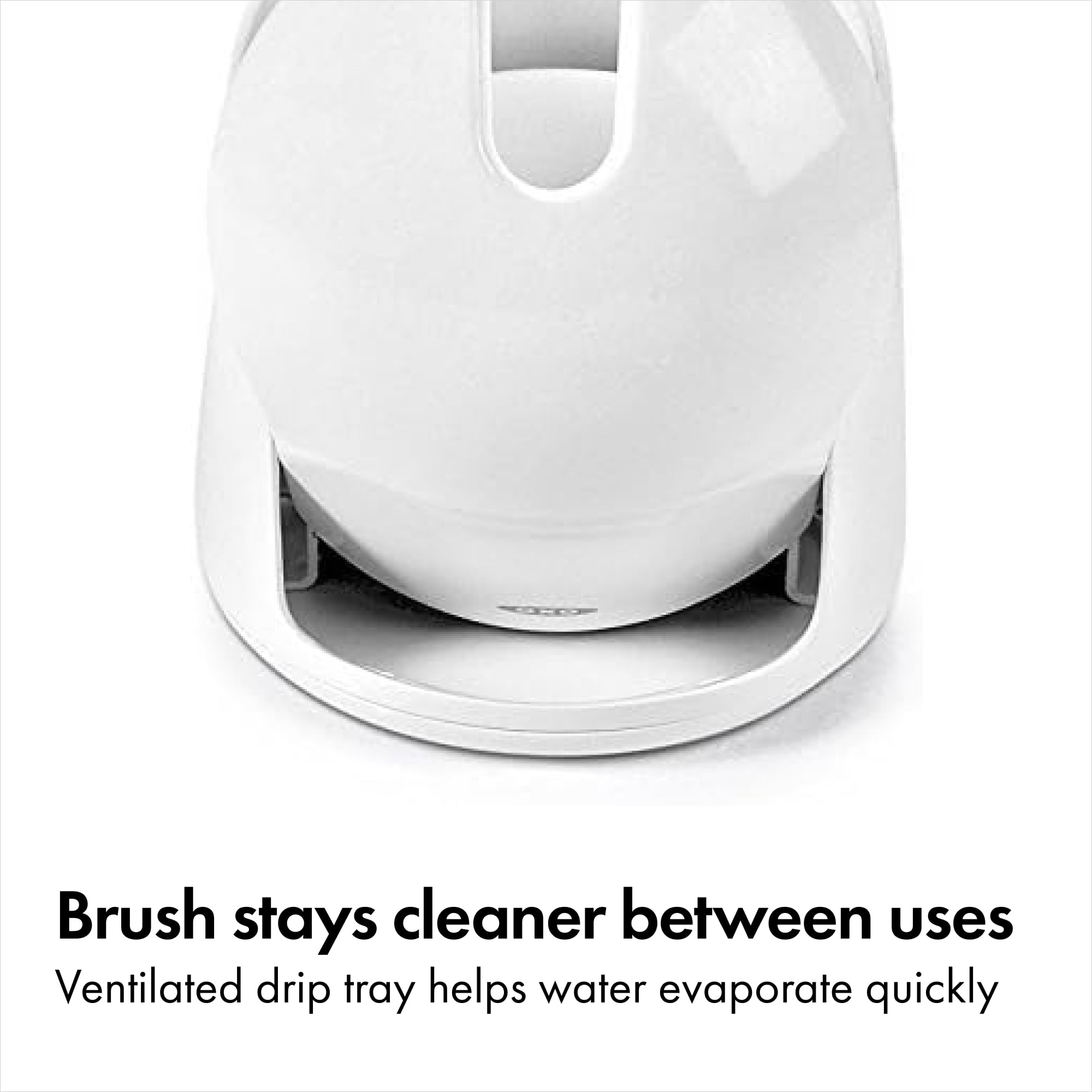 OXO Compact Toilet Bowl Brush with Canister Holder, Space-Saving Bathroom Cleaning Brush, White
