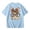 Sky Blue, variant on Girls Cute Cartoon Bunny Print Short Sleeve With Bow Glasses Design Casual Summer Tees Shirts Clothes