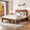 Brown-Metal Platform, variant on Vanress King Bed Frame, Metal Platform Bed Frame with Storage LED Light Headboard and 2 USB, Noise Free, No Box Spring Needed, Dark Brown