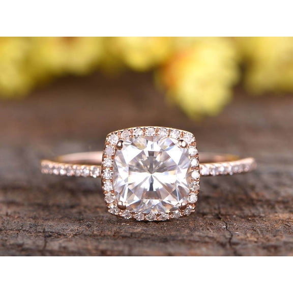 Antique 2.05 Carat Moissanite Diamond Ring with Cushion Cut with 18k Gold Plating