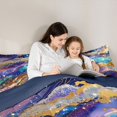 thumbnail image 4 of Castle Fairy Glitter Gold Foil Galaxy Wave Full Size Comforter Sets 3-Piece,Sparkly Nebula Alcohol Ink Graphic Bedding Comforter Set,Purple Cyan,Navy Blue Reversible,1 Comforter and 2 Pillowcases, 4 of 6