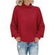 thumbnail image 2 of ICHUANYI Clearance Women's Casual Solid Tops Knitting Long Sleeves Pullover Sweater(Wine, XL) ICHUANYI WER2023081201326, 2 of 5