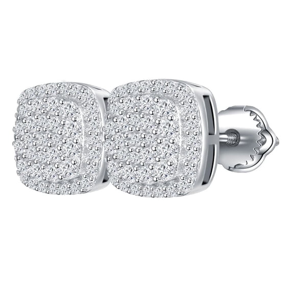 KIJ 0.66 Carat Square Moissanite Stud Earrings, Hypoallergenic 14K White Gold Plated 925 Sterling Silver VVS1 Simulated Diamond GRA Certified for Men Women