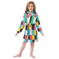 thumbnail image 6 of FORMRS Niños Bathrobe Unisex Hooded Robe Soft Plush Pajamas Sleepwear, Size 4-6T, Blue Checkered Pattern, 6 of 7