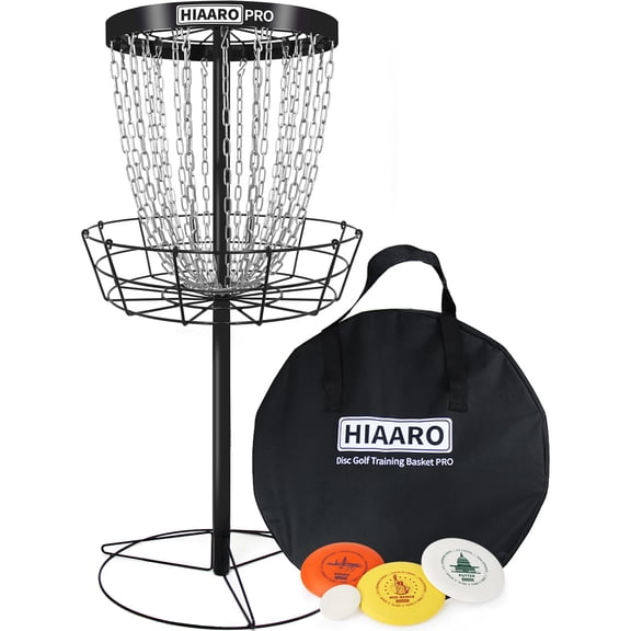 PDGA Approved HIAARO PRO Disc Golf Basket, Portable Disc Golf Target with Heavy Duty 24 Chains, Professional Disc Golf Basket