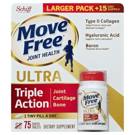 Move Free Type II Collagen, Boron & HA Ultra Triple Action Tablets, Move Free (75 Count In A Bottle) 1 ea