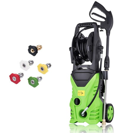 Homdox 3000 PSI Professional Electric Pressure Washer 1.76GPM, 1800W Rolling Wheels High Pressure Washer Cleaner Machine with Power Hose Nozzle Gun and 5 Quick-Connect spray tips (Best Power Washer 2019)