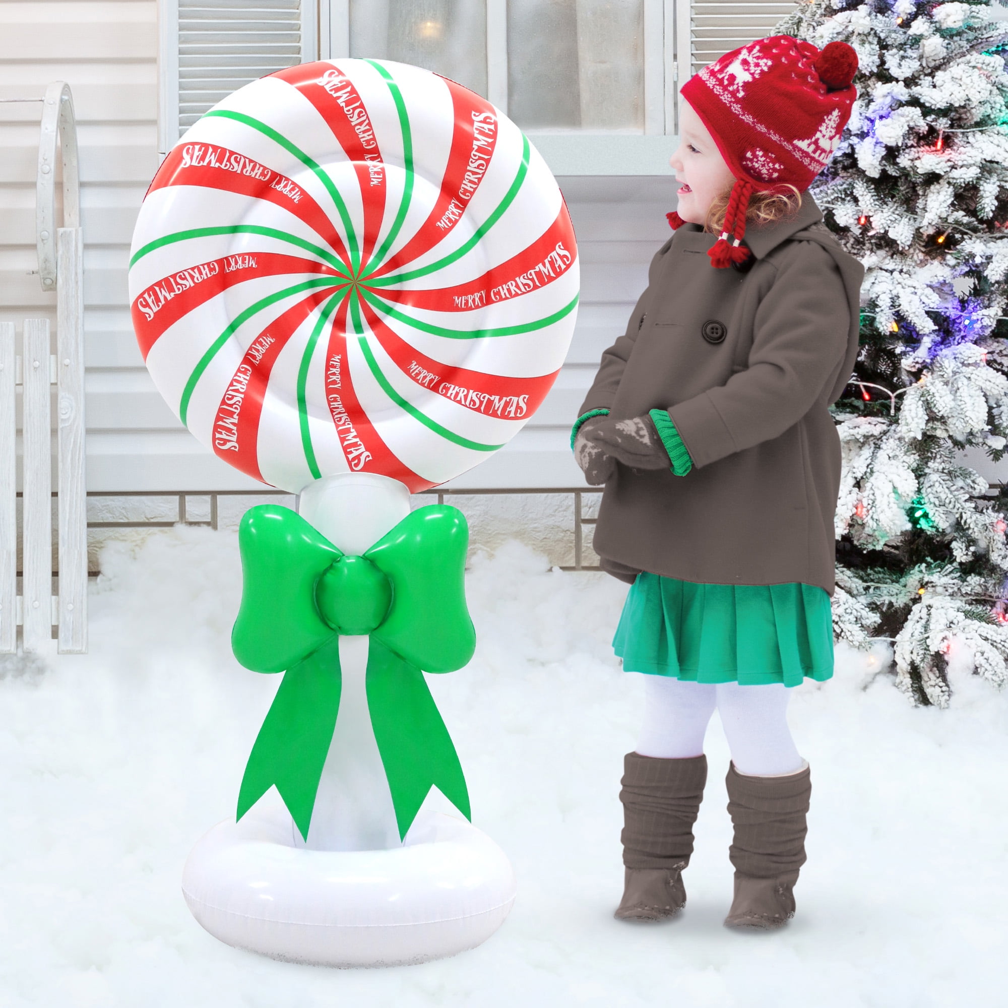 Blow-Up 3.1’ Inflatable Peppermint Candy Holiday Time Indoor or Outdoor Decoration