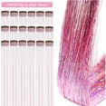 thumbnail image 3 of HLONK 18 Pcs Guirlande de Cheveux à Clipser Extensions de Cheveux 19.6 Pouces Kit de Guirlande de Cheveux à Clipser Résistant à la Chaleur Scintillant Féerique Accessoires pour Cheveux pour Enfants Filles Femmes (Argent), 3 of 7