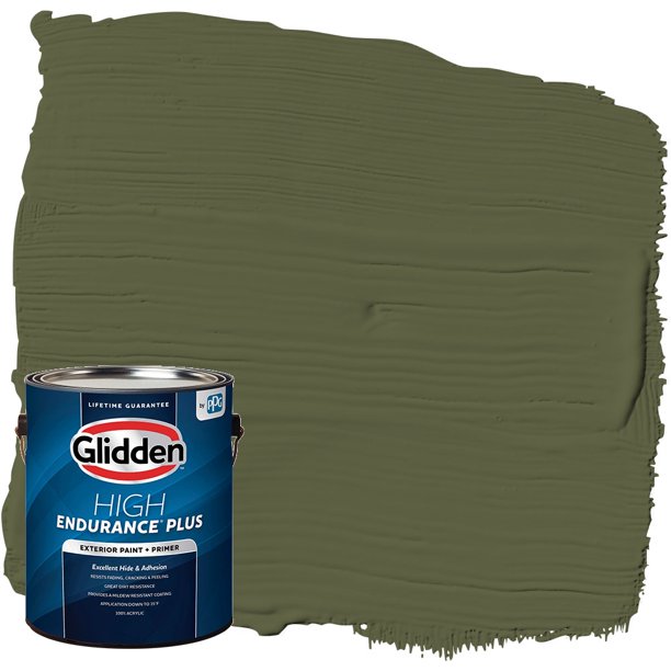 Glidden High Endurance Plus Exterior Paint and Primer, Deep Mossy Forest / Green, 1 Gallon, Semi