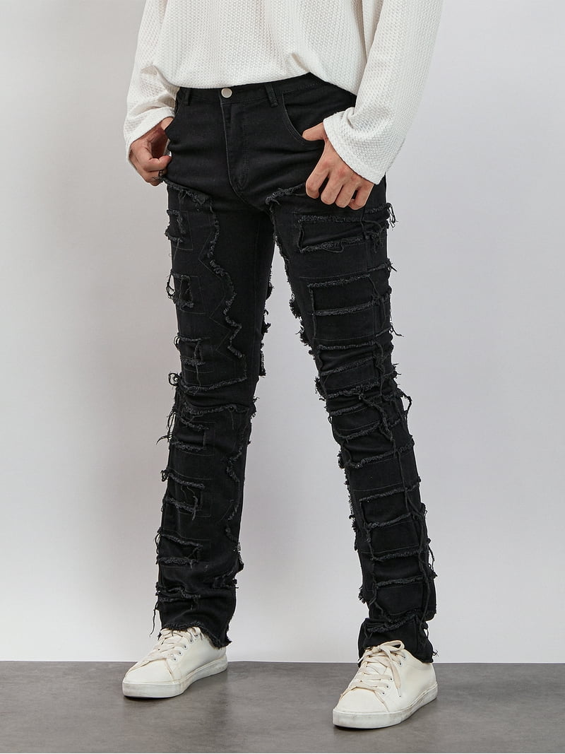 Men's Ripped Jeans Y2k Distressed Destroyed Straight Denim