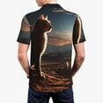 thumbnail image 3 of Balery Pyramid Desert Cat Printed Men’s Short Sleeve Polo Shirt, Midweight Men's Shirt,Golf Polo shirts -4X-Large, 3 of 8
