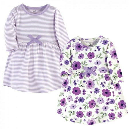 UPC: 0660168611724 | Touched by Nature Baby and Toddler Girl Organic Cotton Long-Sleeve Dresses 2pk Purple Garden 3-6 Months