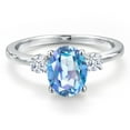 thumbnail image 3 of Gem Stone King 14K White Gold Millennium Blue Mystic Quartz and White Zirconia Engagement Ring for Women | 2.02 Cttw | Oval 9X7MM | Gemstone Birthstone | Size 6, 3 of 6