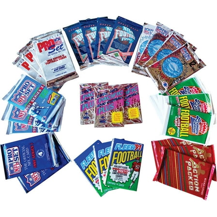 100 Vintage Football Cards in Old Sealed Wax Packs - Perfect for New Collectors